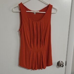 Max Studio Vibrant Orange Pleated Tank Top